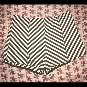 Black N white striped shorts